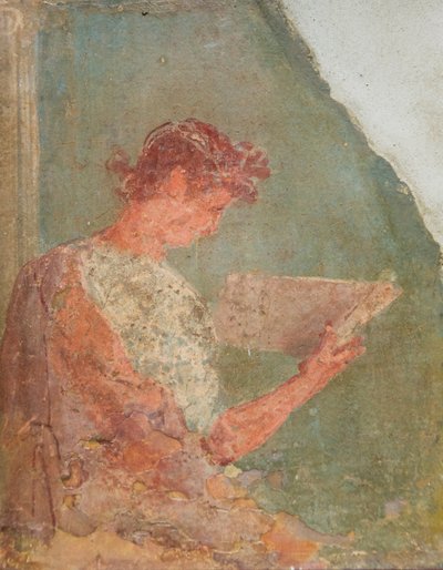Fresco of a girl reading by Roman